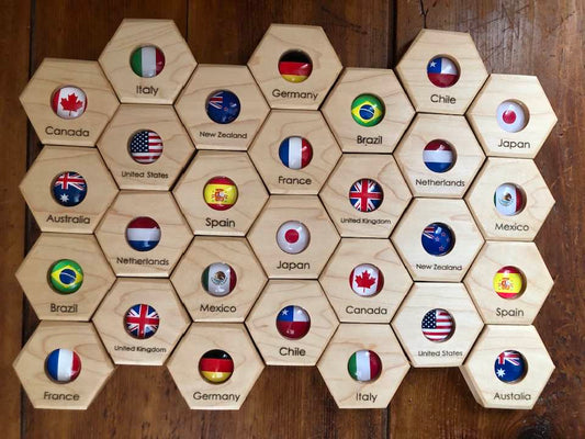 Hexagon Memory Set - Flags Of The World (Build Your Own Set)