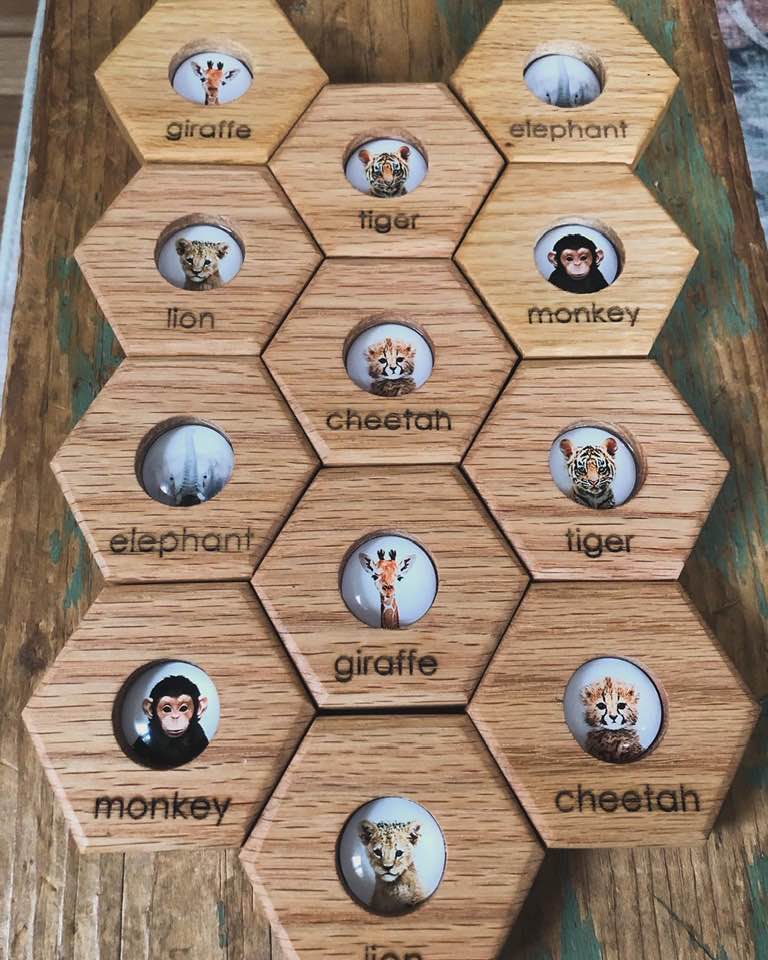 RED OAK SALE - Hexagon Memory - Zoo Animals