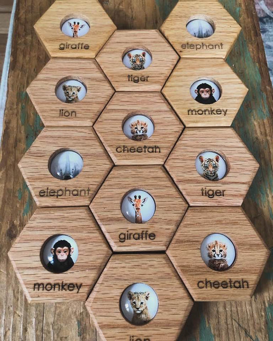 RED OAK SALE - Hexagon Memory - Zoo Animals