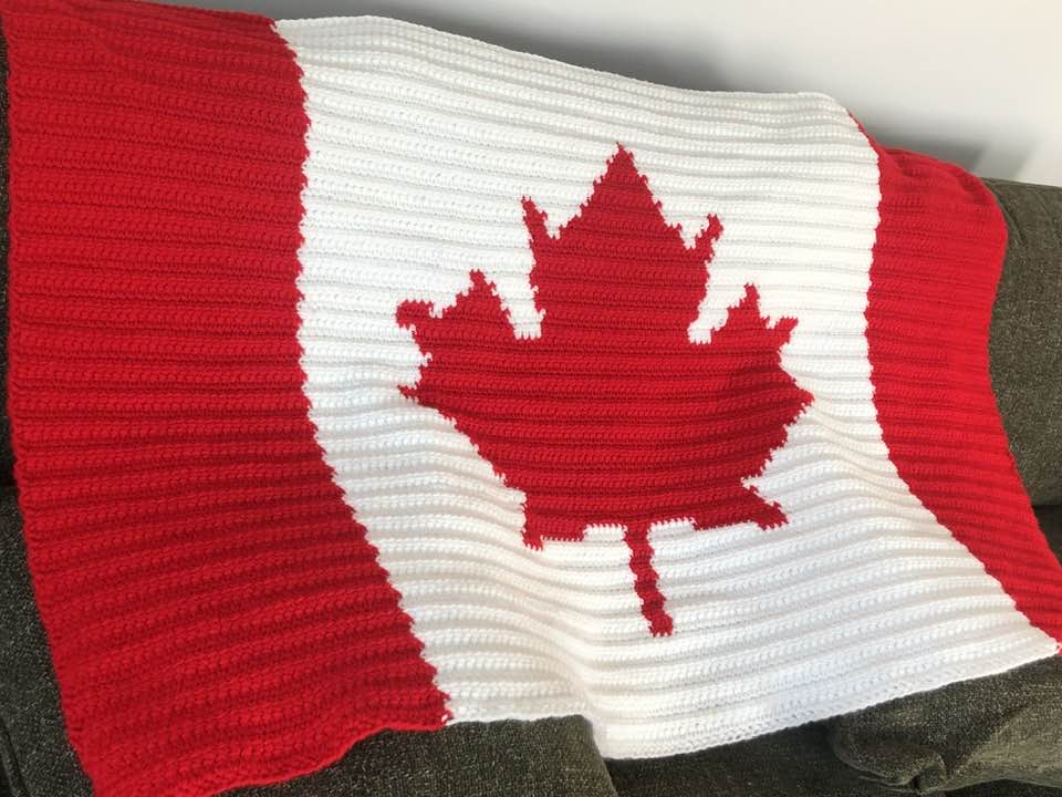 Canada Flag Crocheted Throw