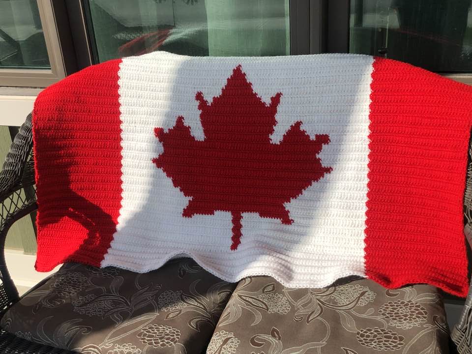 Canada Flag Crocheted Throw