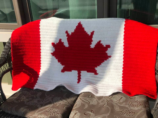 Canada Flag Crocheted Throw