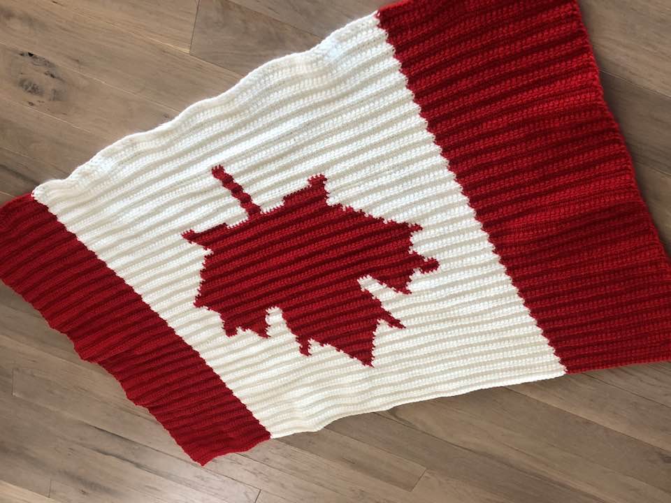 Canada Flag Crocheted Throw