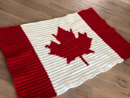 Canada Flag Crocheted Throw