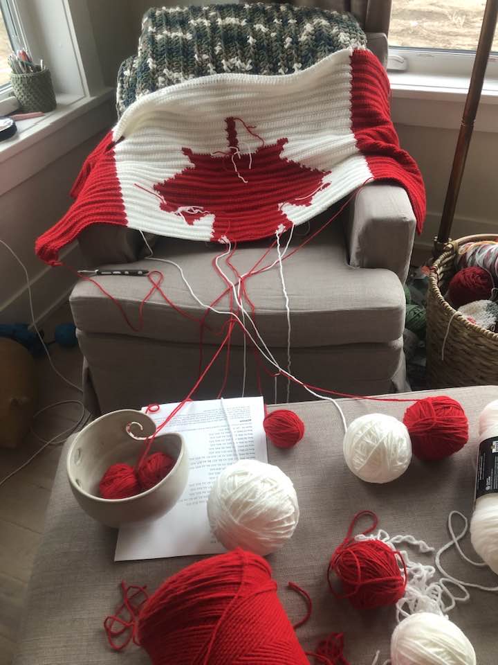 Canada Flag Crocheted Throw