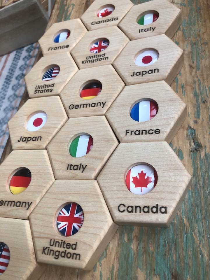 Hexagon Memory Set - G7 Country Flags - CELEBRATING CANADA SALE!