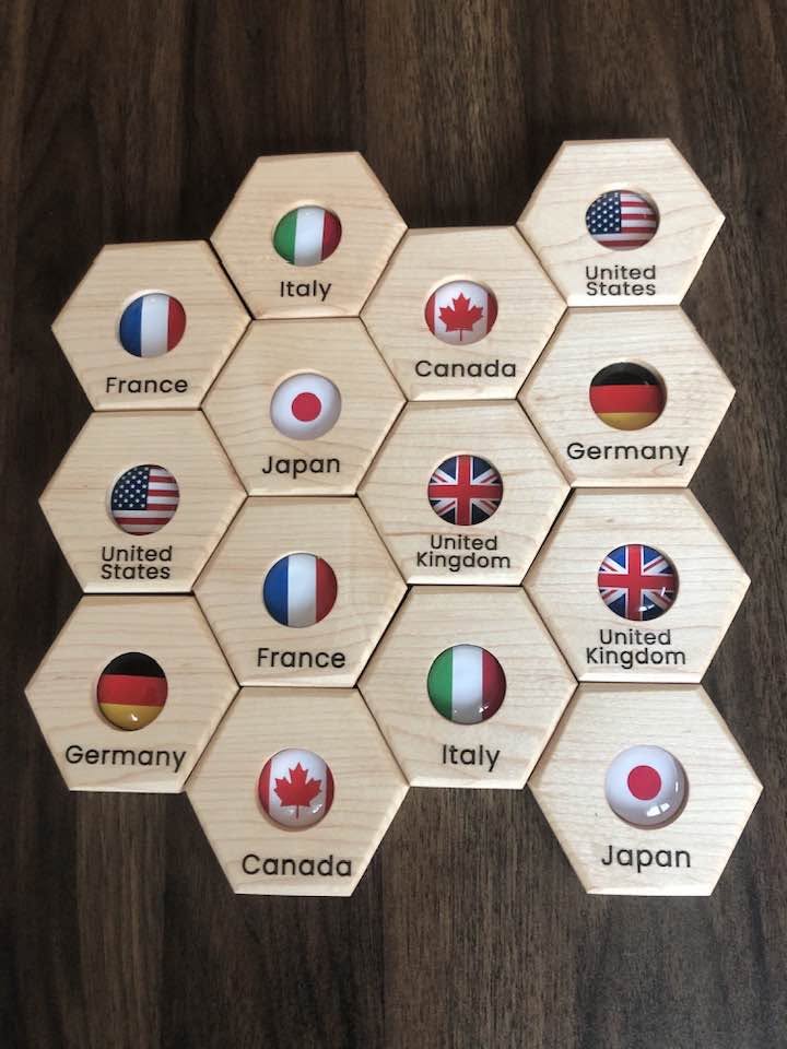 Hexagon Memory Set - G7 Country Flags - CELEBRATING CANADA SALE!