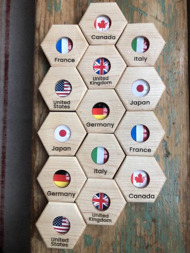 Hexagon Memory Set - G7 Country Flags - CELEBRATING CANADA SALE!
