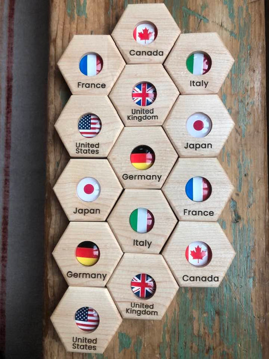 Hexagon Memory Set - G7 Country Flags - CELEBRATING CANADA SALE!
