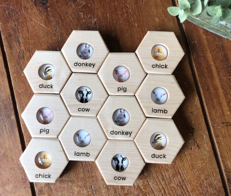 Hexagon Memory Set - Farm Animals