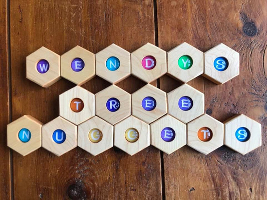 Hexagon Individual Letter Blocks - White Maple